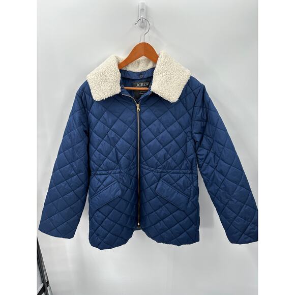 J. CREW Primaloft Quilted sherpa-lined puffer jacket in Navy Blue BM542 // M - Picture 1 of 16